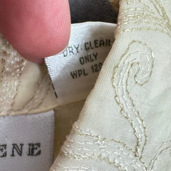 Kathryn Deene Vtg Cream Embroidered Long Sleeve Cotton Button Up Blouse Sz 14 16 - Picture 6 of 6